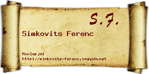 Simkovits Ferenc névjegykártya